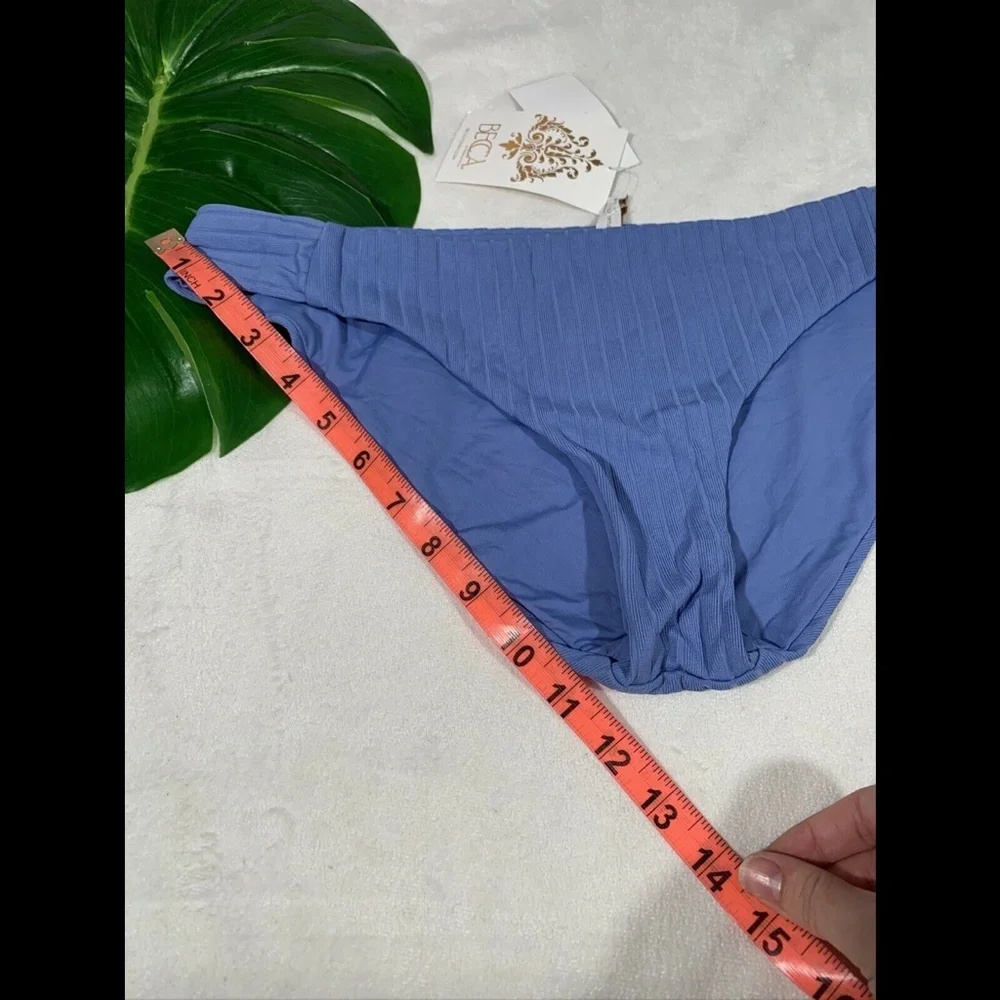 NWT $58‎ Becca Blue MIS Loreto Ribbed Bikini Bottom